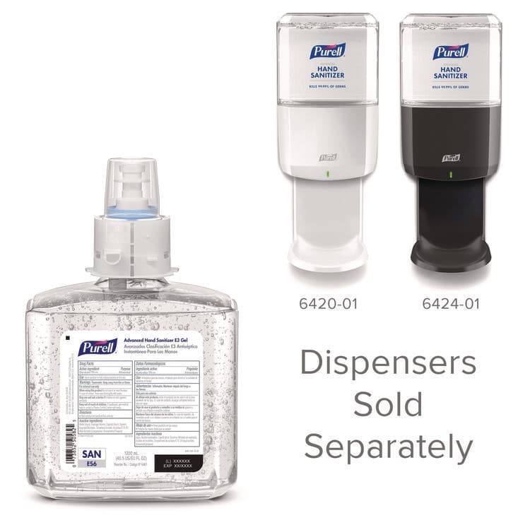 GO-JO INDUSTRIES Food Processing Advanced Hand Sanitizer E3 Gel, 1,200 mL Bottle, Fragrance-Free, For ES6 Dispensers, 2/Carton (GOJ646102) thumbnail 4