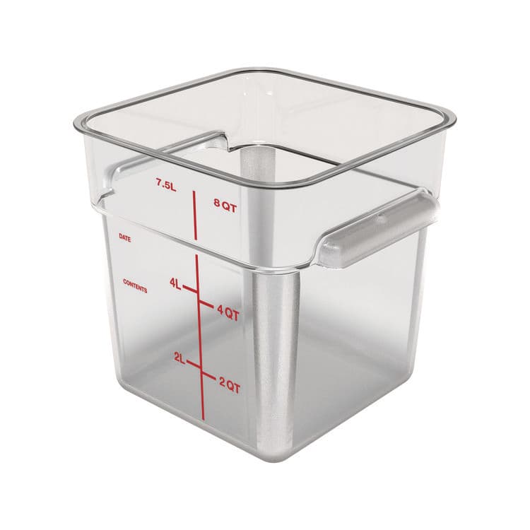 CFS BRANDS Squares Polycarbonate Food Storage Container, 8 qt, 8.75 x 8.75 x 9, Clear, Plastic (CFS1195307)