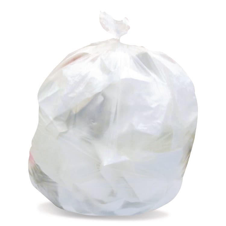 HERITAGE High-Density Waste Can Liners, 33 gal, 22 mic, 33" x 40", Natural, Roll, 25 Bags/Roll, 10 Rolls/Carton (HER421061)