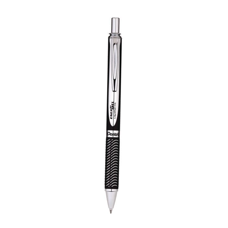 PENTEL OF AMERICA EnerGel Alloy RT Gel Pen, Retractable, Medium 0.7 mm, Black Ink, Black/Aluminum Barrel (PENBL407ABPA) thumbnail 3