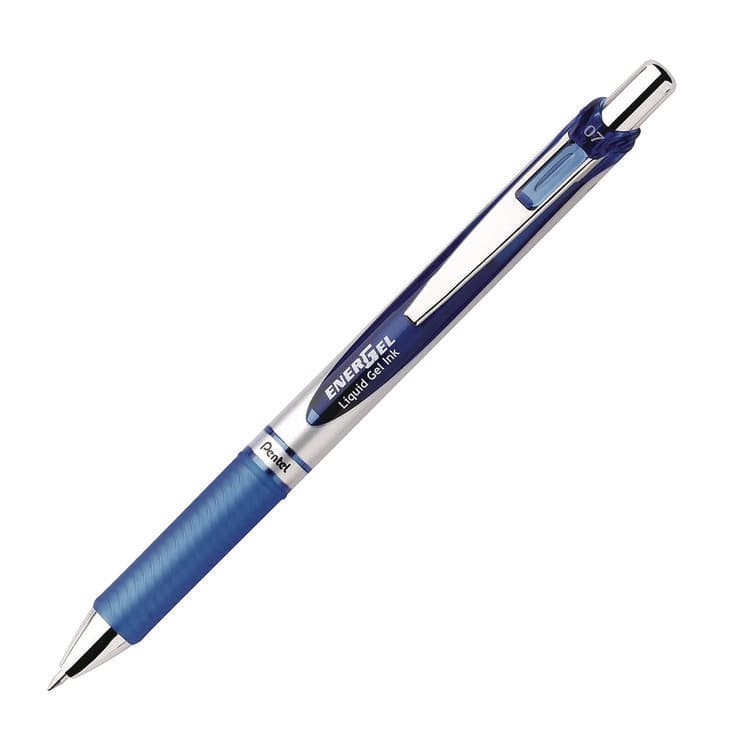 PENTEL OF AMERICA EnerGel RTX Gel Pen, Retractable, Medium 0.7 mm, Blue Ink, Blue/Silver Barrel, 3/Pack (PENBL77BP3C) thumbnail 3