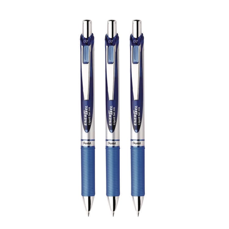 PENTEL OF AMERICA EnerGel RTX Gel Pen, Retractable, Medium 0.7 mm, Blue Ink, Blue/Silver Barrel, 3/Pack (PENBL77BP3C) thumbnail 2