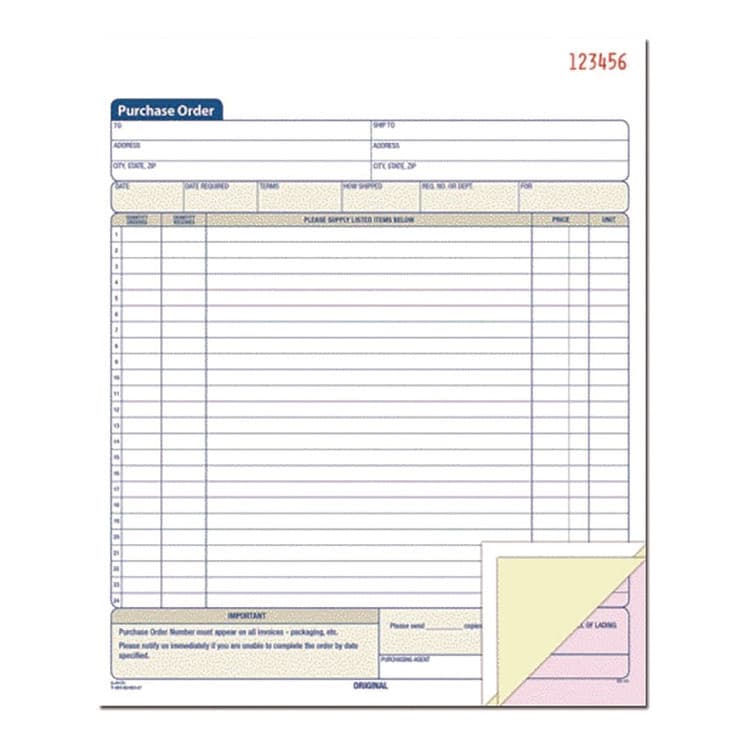 CARDINAL BRANDS . Multipart Purchase Order Pad, Three-Part Carbonless, 8.38 x 10.19, 50 Forms Total (ABFTC8131) thumbnail 2