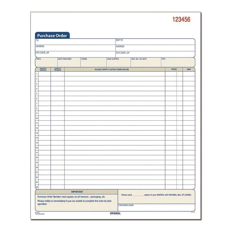 CARDINAL BRANDS . Multipart Purchase Order Pad, Three-Part Carbonless, 8.38 x 10.19, 50 Forms Total (ABFTC8131) thumbnail 3