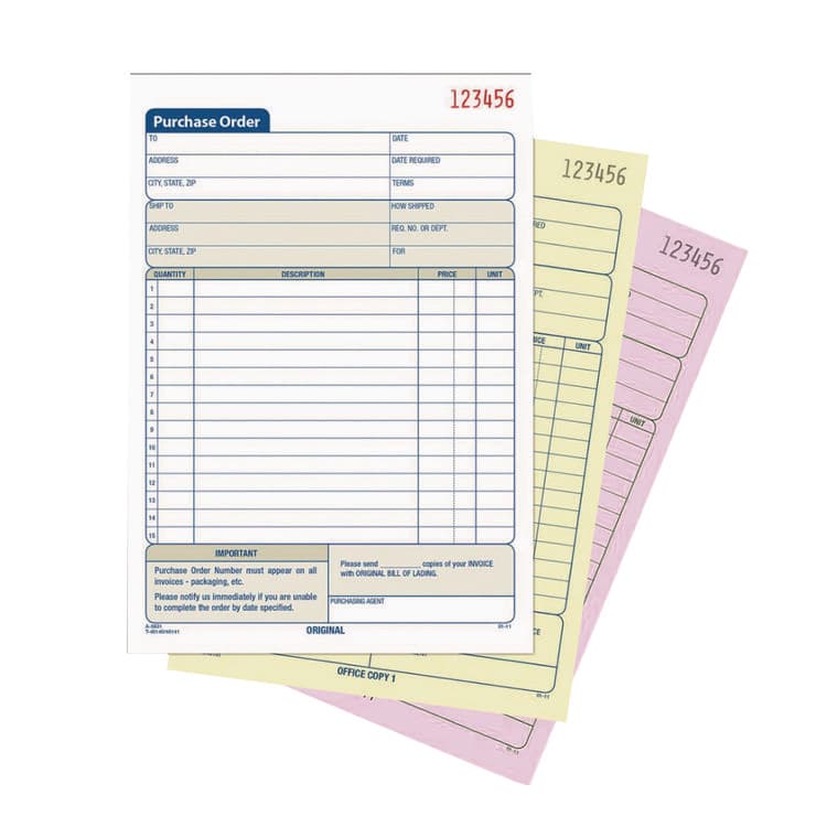 CARDINAL BRANDS . Multipart Purchase Order Pad, Three-Part Carbonless, 8.38 x 10.19, 50 Forms Total (ABFTC8131) thumbnail 4