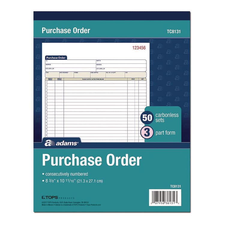 CARDINAL BRANDS . Multipart Purchase Order Pad, Three-Part Carbonless, 8.38 x 10.19, 50 Forms Total (ABFTC8131)
