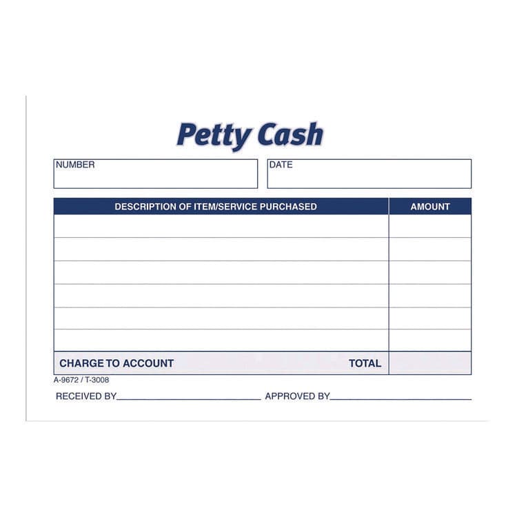 CARDINAL BRANDS . Petty Cash Receipts, One-Part (No Copies), 5 x 3.5, 50 Receipts/Pad, 12 Pads/Pack (ABF9672ABF)