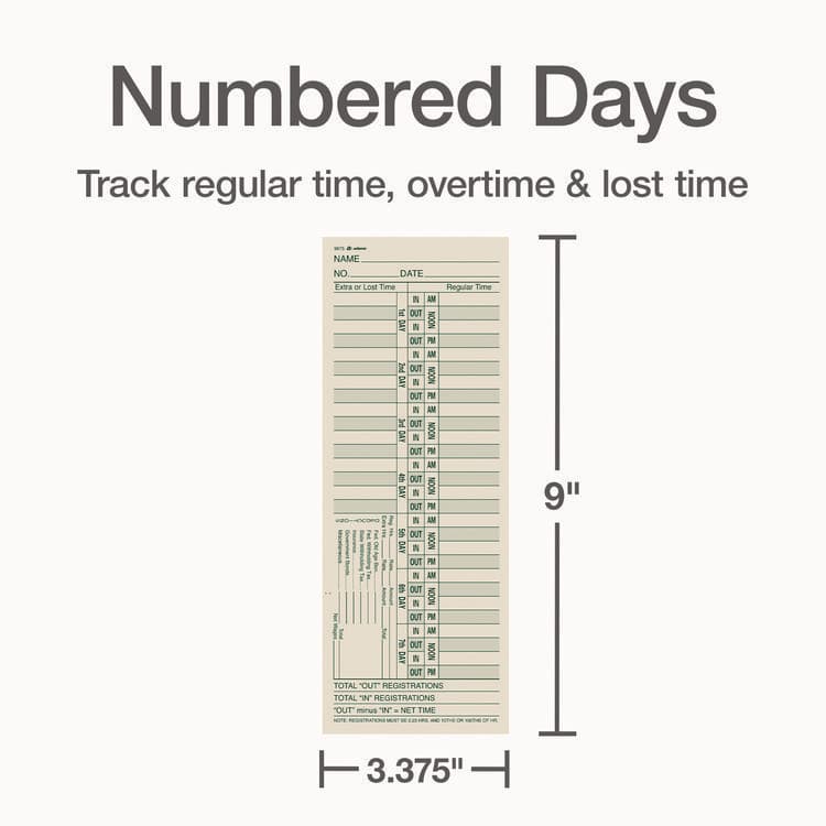 CARDINAL BRANDS . Time Cards for Acroprint, Amano and Lathem Time Clocks, Two Sides, Bi-Weekly, 3.38 x 9, 200/Pack (ABF9675200) thumbnail 3
