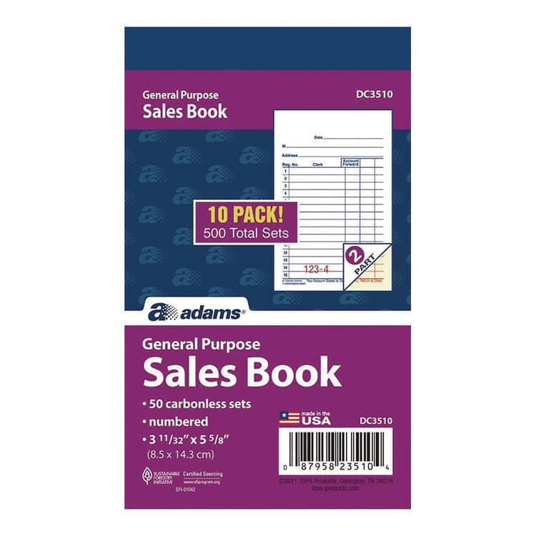 CARDINAL BRANDS . Multipart General-Purpose Sales Pad, Two-Part Carbonless, 3.34 x 5.13, 50 Forms/Pad, 10 Pads/Pack (ABFDC3510) thumbnail 2