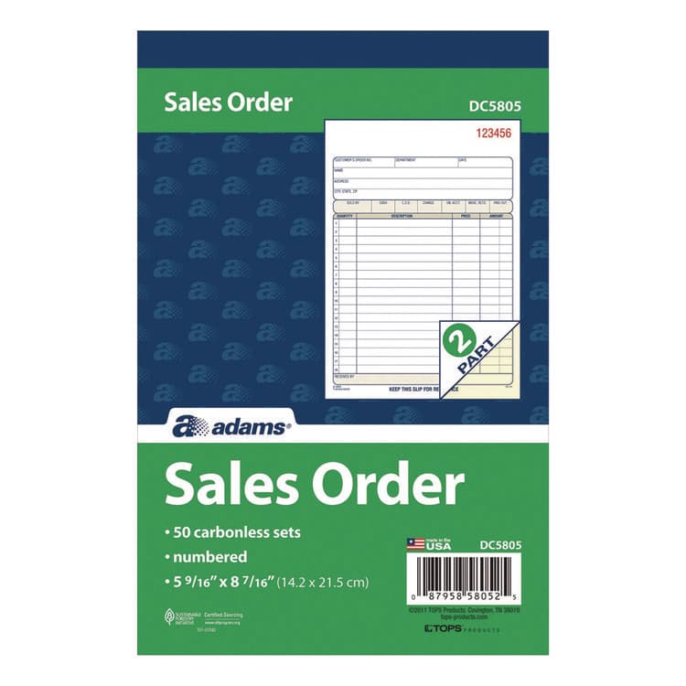 CARDINAL BRANDS . Multipart Sales Order Pad, Two-Part Carbonless, 5.56 x 7.94, 50 Forms/Pad, 10 Pads/Box (ABFDC580510) thumbnail 2