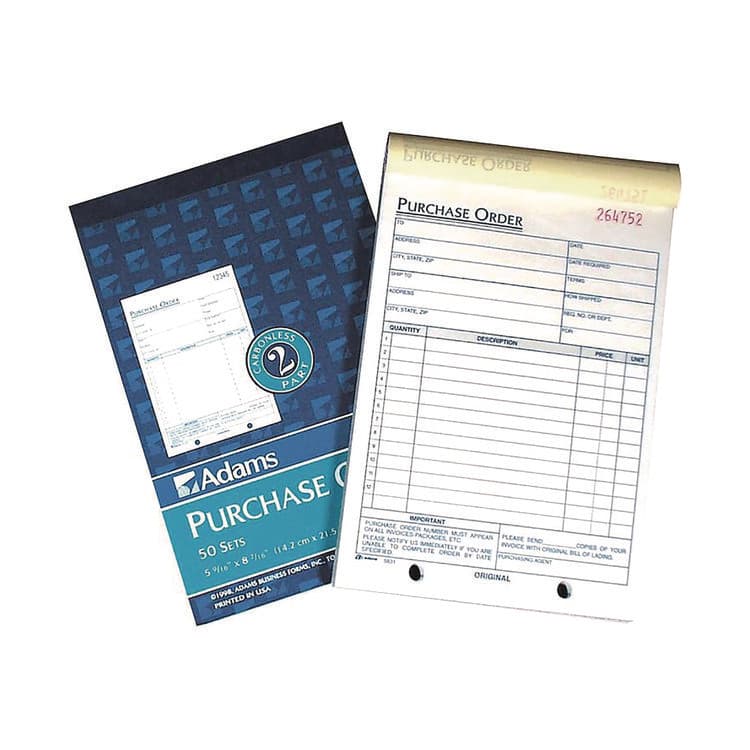 CARDINAL BRANDS . Multipart Purchase Order Pad, Two-Part Carbonless, 7.94 x 5.56, 50 Forms/Pad, 10 Pads/Pack (ABFDC583110)