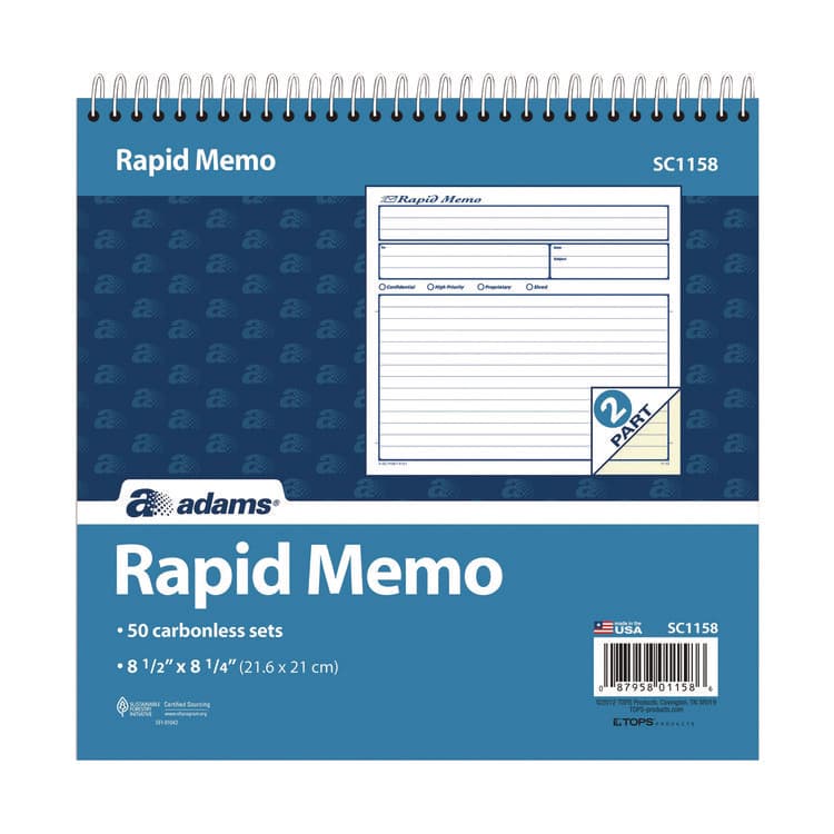 CARDINAL BRANDS . Rapid Memo Pad, Two-Part Carbonless, 8.5 x 7.75, 50 Forms Total (ABFSC1158)