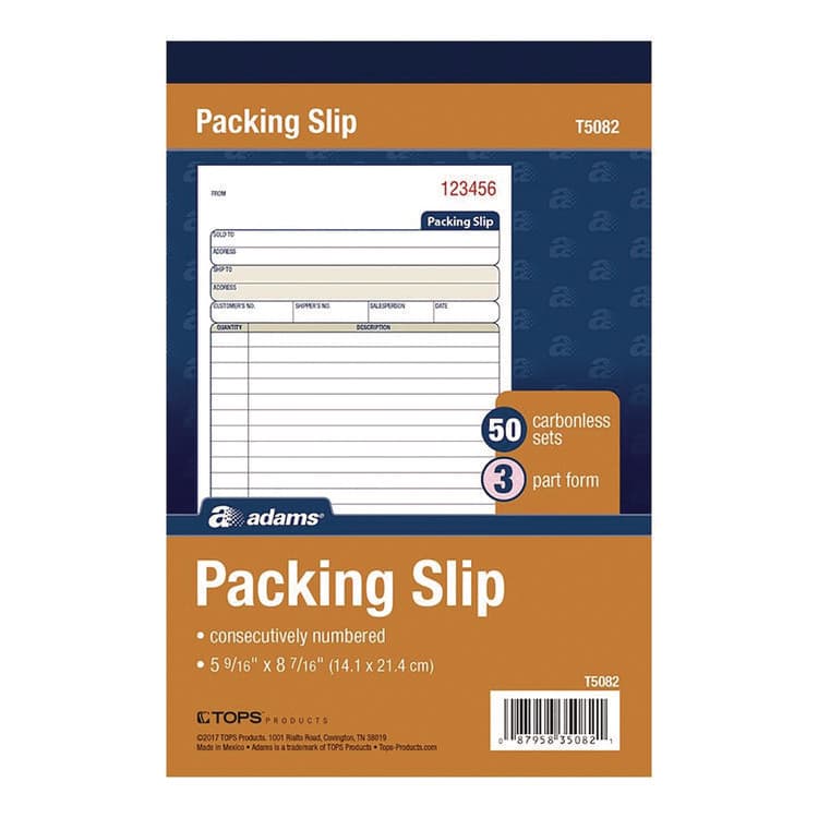 CARDINAL BRANDS . Multipart Packing List Forms, Three-Part Carbonless, 5.56 x 7.94, 50 Forms Total (ABFT5082)