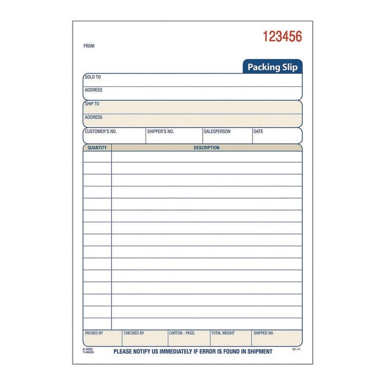 CARDINAL BRANDS . Multipart Packing List Forms, Three-Part Carbonless, 5.56 x 7.94, 50 Forms Total (ABFT5082) thumbnail 2