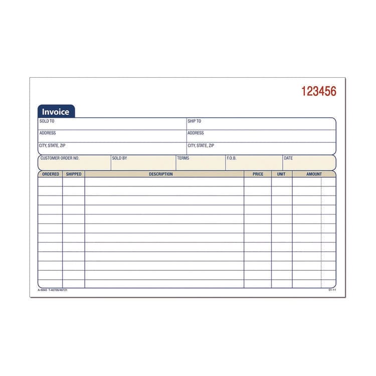 CARDINAL BRANDS . Multipart General-Purpose Invoice Pad, Three-Part Carbonless, 7.94 x 5.56, 50 Forms Total (ABFTC5840) thumbnail 2