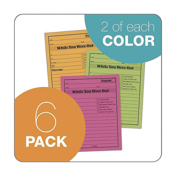 CARDINAL BRANDS . While You Were Out Memo Pad, One-Part (No Copies), 4.25 x 5.5, 50 Forms/Pad, 6 Pads/Pack (ABF9711NEON) thumbnail 3