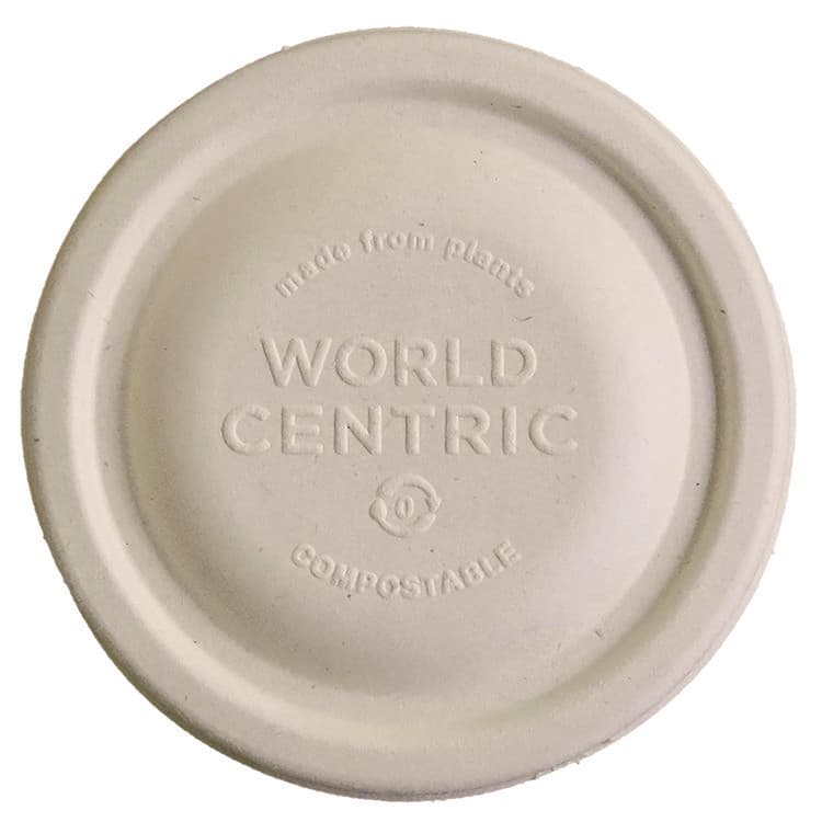 WORLD CENTRIC Fiber Lids for Bowls, Fits 8 oz Bowls, 3.7" Diameter x 0.4" h, Natural, Paper, 1,000/Carton (WORBOLFB8LF)