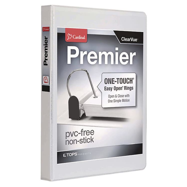 CARDINAL BRANDS . Premier Easy Open ClearVue Locking Slant-D Ring Binder, 3 Rings, 1" Capacity, 11 x 8.5, White (CRD10300)