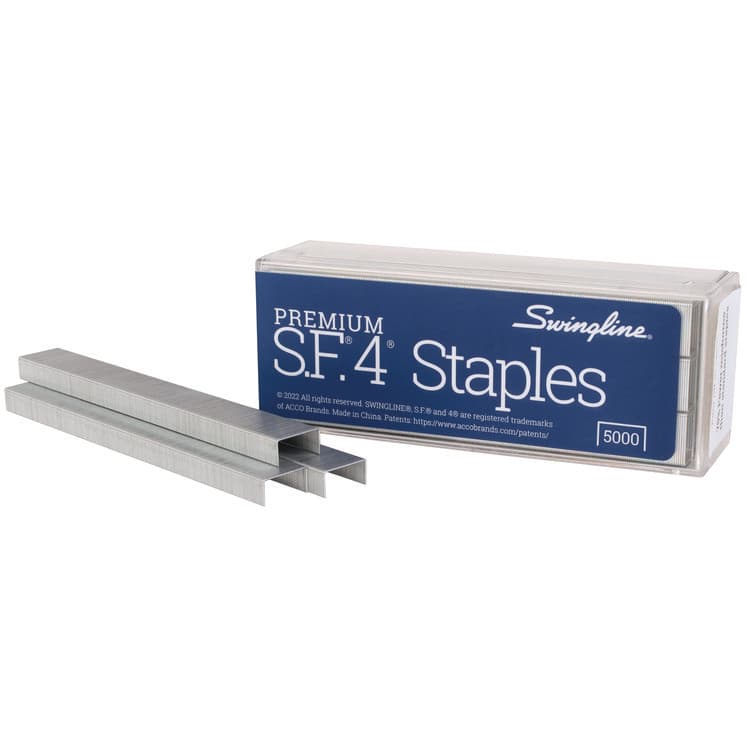 ACCO BRANDS, . S.F. 4 Premium Staples, 0.25" Leg, 0.5" Crown, Steel, 5000/Box (SWI35450)