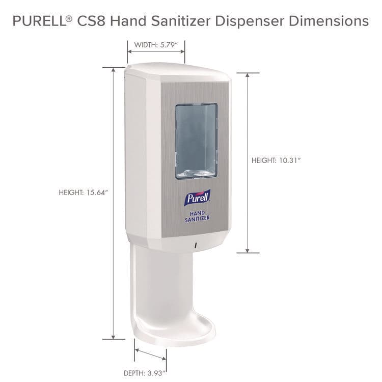 GO-JO INDUSTRIES CS8 Hand Sanitizer Dispenser, 1,200 mL, 5.79 x 3.93 x 15.64, White (GOJ782001) thumbnail 2