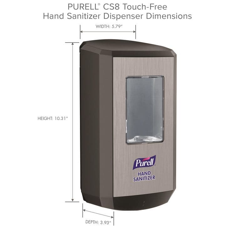 GO-JO INDUSTRIES CS8 Hand Sanitizer Dispenser, 1,200 mL, 5.79 x 3.93 x 15.64, Graphite (GOJ782401) thumbnail 2