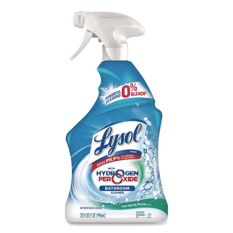 RECKITT BENCKISER Bathroom Cleaner with Hydrogen Peroxide, Cool Spring Breeze, 32 oz Trigger Spray Bottle (RAC99828EA)