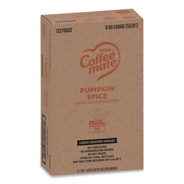 NESTLE Liquid Coffee Creamer, Pumpkin Spice, 0.38 oz Mini Cups, 50/Box, 4 Boxes/Carton (NES75520CT) thumbnail 3
