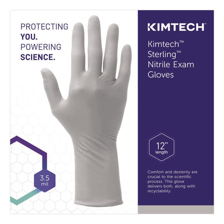 KIMBERLY-CLARK PROFESSIONAL STERLING Nitrile-Xtra Exam Gloves, Powder-Free, AQL 1.0, Large, 3.5 mil Thick, 12" Long, Gray, 100/Box, 10 Boxes/Carton (ANS53140) thumbnail 3