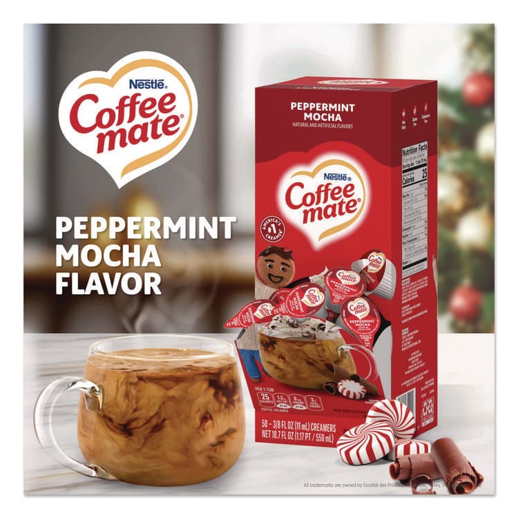 NESTLE Liquid Coffee Creamer, Peppermint Mocha, 0.38 oz Mini Cups, 50/Box (NES76060) thumbnail 2