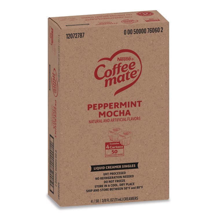 NESTLE Liquid Coffee Creamer, Peppermint Mocha, 0.38 oz Mini Cups, 50/Box, 4 Boxes/Carton (NES76060CT) thumbnail 3