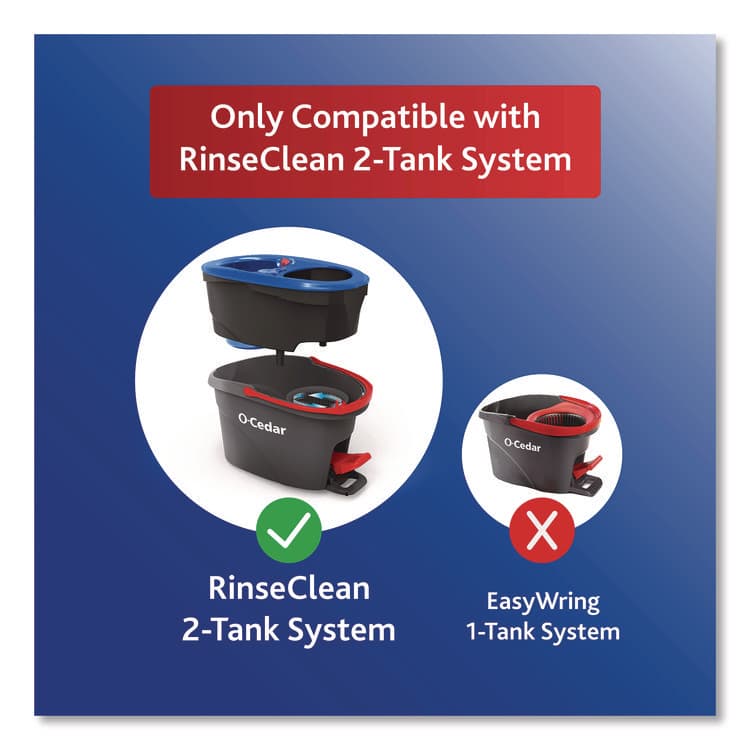 FREUDENBERG HOUSEHOLD PRODUCTS Rinse Clean Refill, Microfiber, Custom Size for Rinse Clean Mop System, Blue/White, 2/Pack, 6 Packs/Carton (FHD172092CT) thumbnail 2