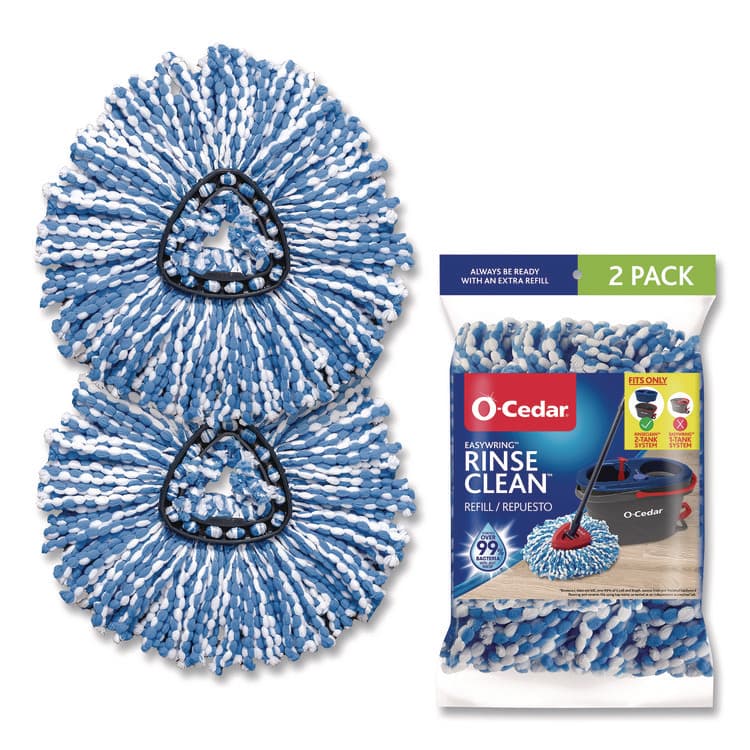 FREUDENBERG HOUSEHOLD PRODUCTS Rinse Clean Refill, Microfiber, Custom Size for Rinse Clean Mop System, Blue/White, 2/Pack, 6 Packs/Carton (FHD172092CT)