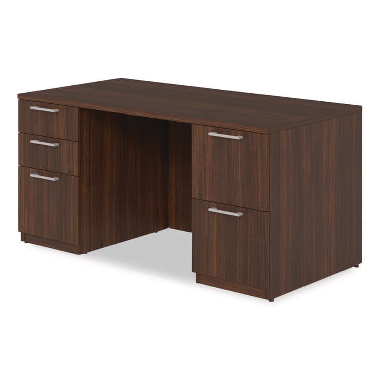 ALERA Alera Seville Series Double Pedestal Desk, 60" x 30" x 29", Mahogany (ALESVDP6030MY) thumbnail 4