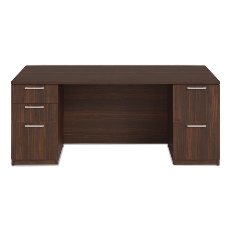 ALERA Alera Seville Series Double Pedestal Desk, 72" x 36" x 29", Mahogany (ALESVDP7236MY) thumbnail 3