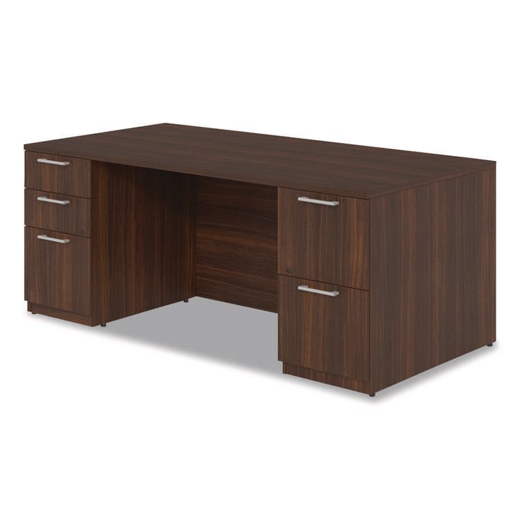 ALERA Alera Seville Series Double Pedestal Desk, 72" x 36" x 29", Mahogany (ALESVDP7236MY) thumbnail 4