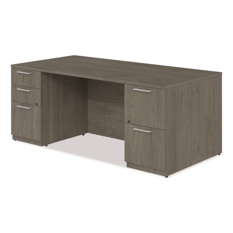 ALERA Alera Seville Series Double Pedestal Desk, 72" x 36" x 29", Walnut (ALESVDP7236WA) thumbnail 4