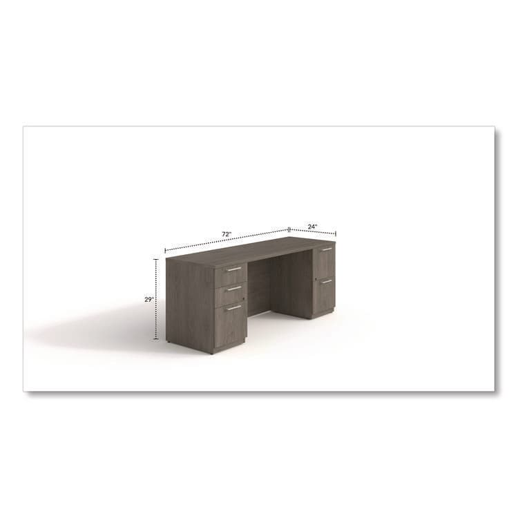 ALERA Alera Seville Series Double Pedestal Credenza, 72w x 24d x 29h, Walnut (ALESVDPC7224WA) thumbnail 2