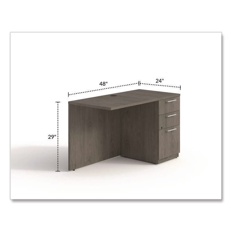 ALERA Alera Seville Series Desk Return with Pedestal, Right, 48" x 24" x 29", Walnut (ALESVRRP4824WA) thumbnail 2