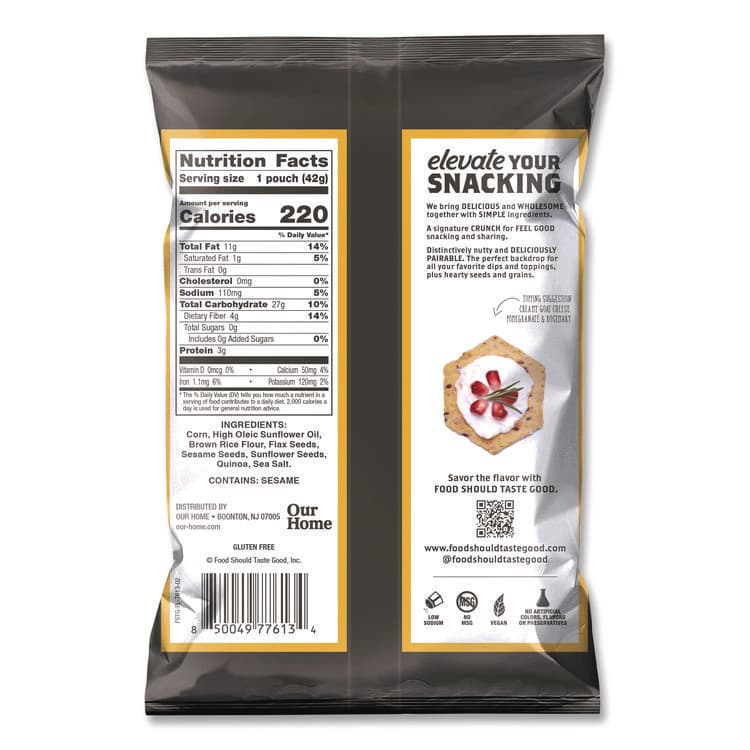 FOOD SHOULD TASTE GOOD Tortilla Chips, Multigrain with Sea Salt, 1.5 oz., 24/Carton (AVT77613) thumbnail 2