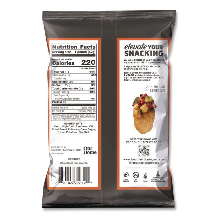 FOOD SHOULD TASTE GOOD Tortilla Chips, Sweet Potato with Sea Salt, 1.5 oz., 24/Carton (AVT77612) thumbnail 2