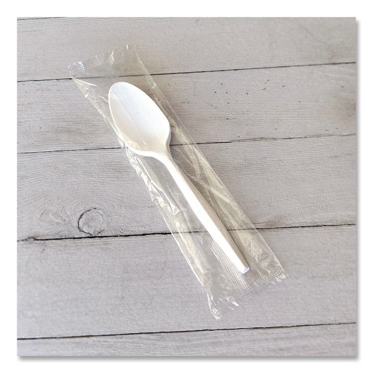 BOARDWALK Mediumweight Wrapped Polypropylene Cutlery, Spoon, 5.31", Plastic, White, 1,000/Carton (BWKSPOONMWPPIW) thumbnail 3