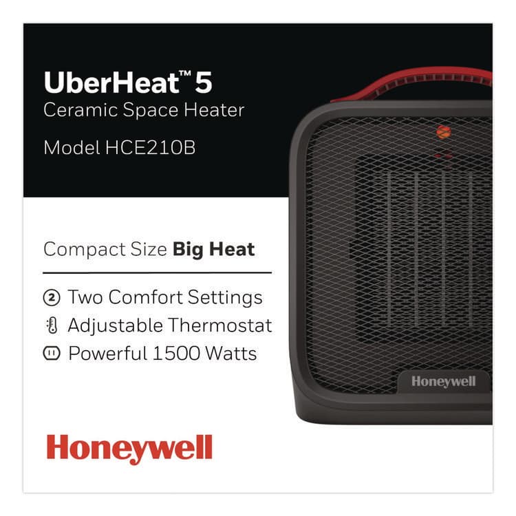 HONEYWELL ENVIRONMENTAL UberHeat 5 Ceramic Heater, 1,500 W, 4.5 x 4.5 x 8.86, Black (HWLHCE210B) thumbnail 3