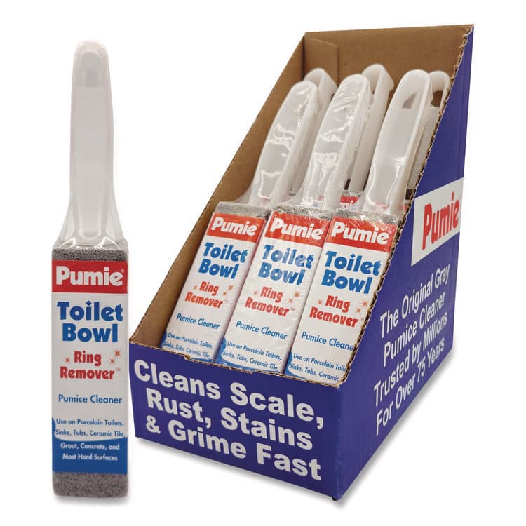 U.S. PUMICE Toilet Bowl Ring Remover with Handle, 1.25 x 5, Gray, 6/Pack (UPMJAN6)