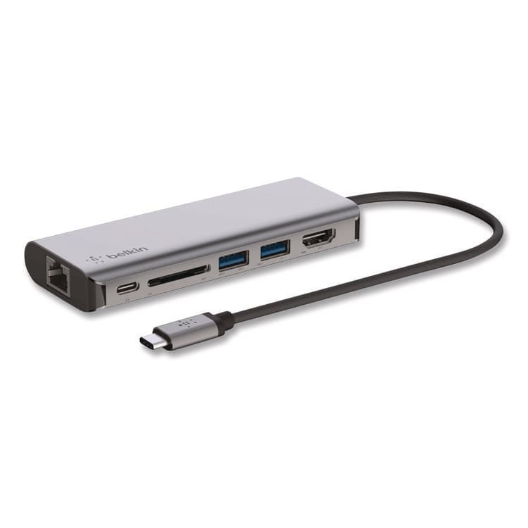 BELKIN COMPONENTS Connect 6-in-1 USB-C Multiport Adapter Hub, 6-Port, Gray (BLKAVC008BTSGY)