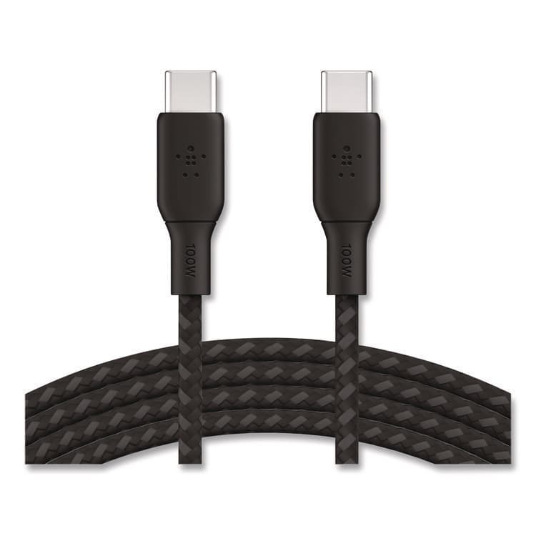 BELKIN COMPONENTS BOOST CHARGE Braided USB-C to USB-C Cable, 100 W Power Delivery, 6.6 ft, Black (BLKCAB014BT2MBK) thumbnail 4