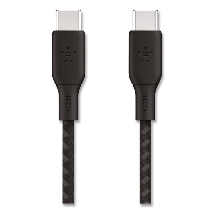 BELKIN COMPONENTS BOOST CHARGE Braided USB-C to USB-C Cable, 100 W Power Delivery, 6.6 ft, Black (BLKCAB014BT2MBK)
