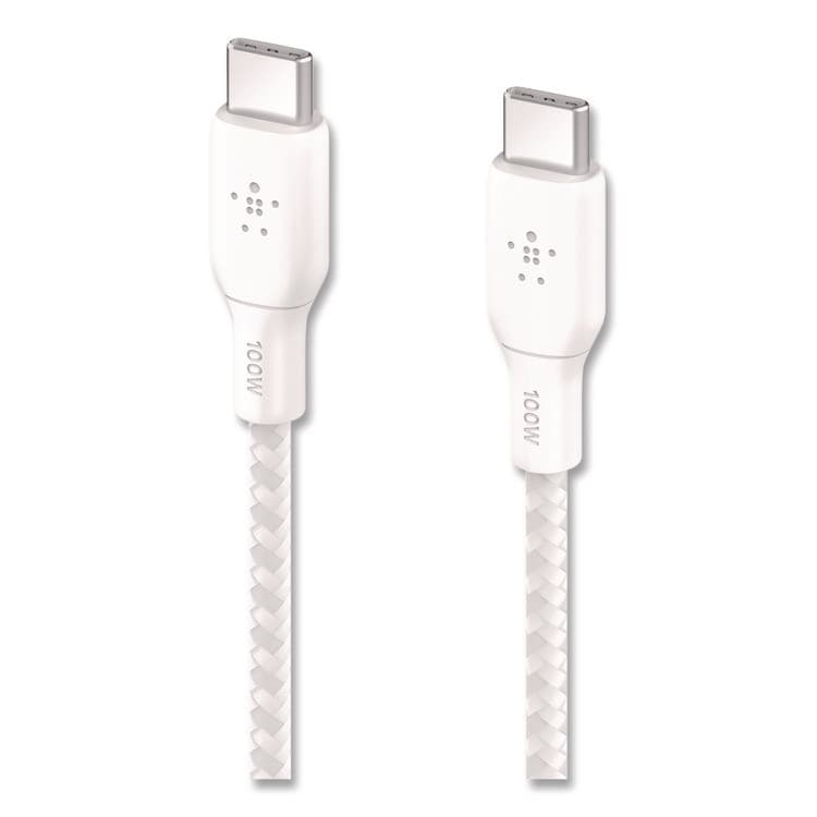 BELKIN COMPONENTS BOOST CHARGE Braided USB-C to USB-C Cable, 100 W Power Delivery, 6.6 ft, White, 2/Pack (BLKCAB014BT2MWH) thumbnail 2