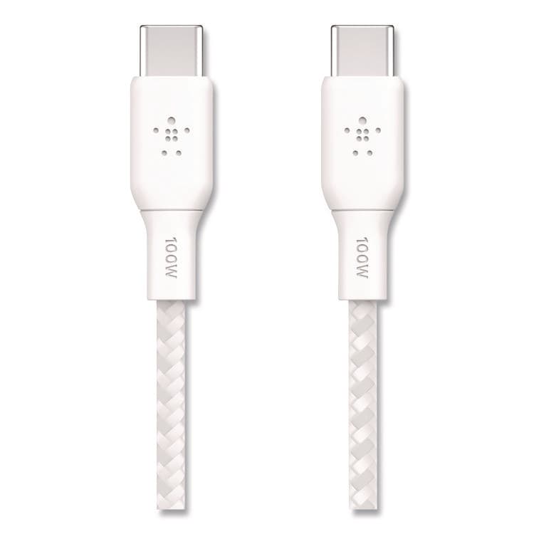BELKIN COMPONENTS BOOST CHARGE Braided USB-C to USB-C Cable, 100 W Power Delivery, 6.6 ft, White, 2/Pack (BLKCAB014BT2MWH)