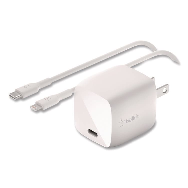 BELKIN COMPONENTS BOOST CHARGE USB-C PD 3.0 PPS Wall Charger + USB-C to Lightning Cable, White (BLKWCA005DQ1MWH) thumbnail 2