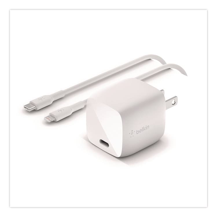 BELKIN COMPONENTS BOOST CHARGE USB-C PD 3.0 PPS Wall Charger + USB-C to Lightning Cable, White (BLKWCA005DQ1MWH)